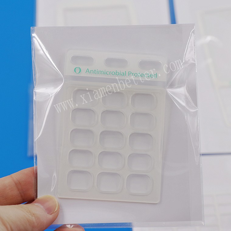 定制抗菌背胶透明硅胶按键盖保护套POS终端