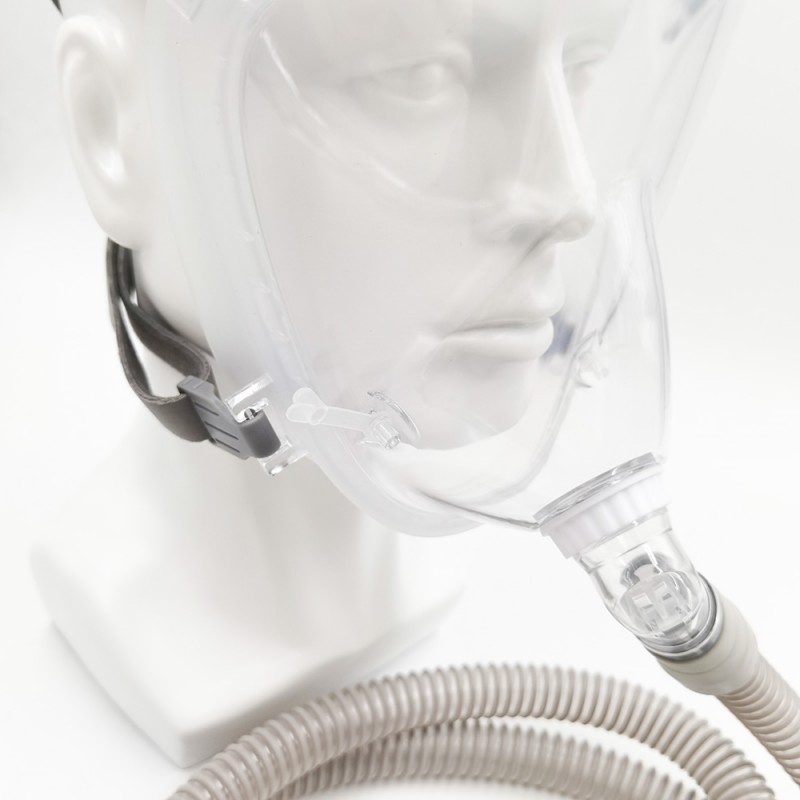 医用CPAP全脸无创复苏呼吸面罩液态硅胶包胶PC带弯管扣子现货批发零售